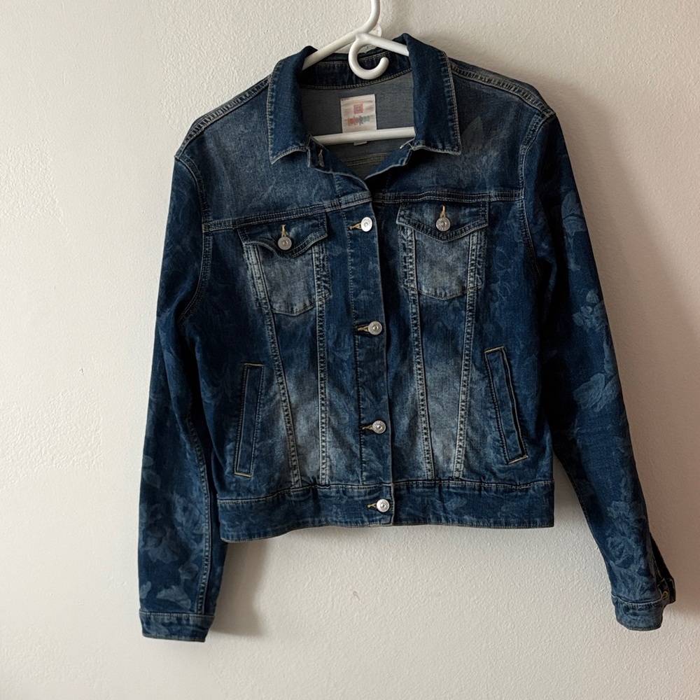 LuLaRoe Dark Blue Floral Print Denim Jacket
